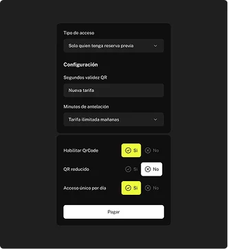 Pantalla de la app: acceso automatizado y tornos