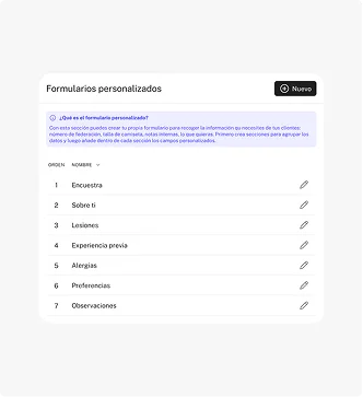Pantalla de la app: formularios personalizados